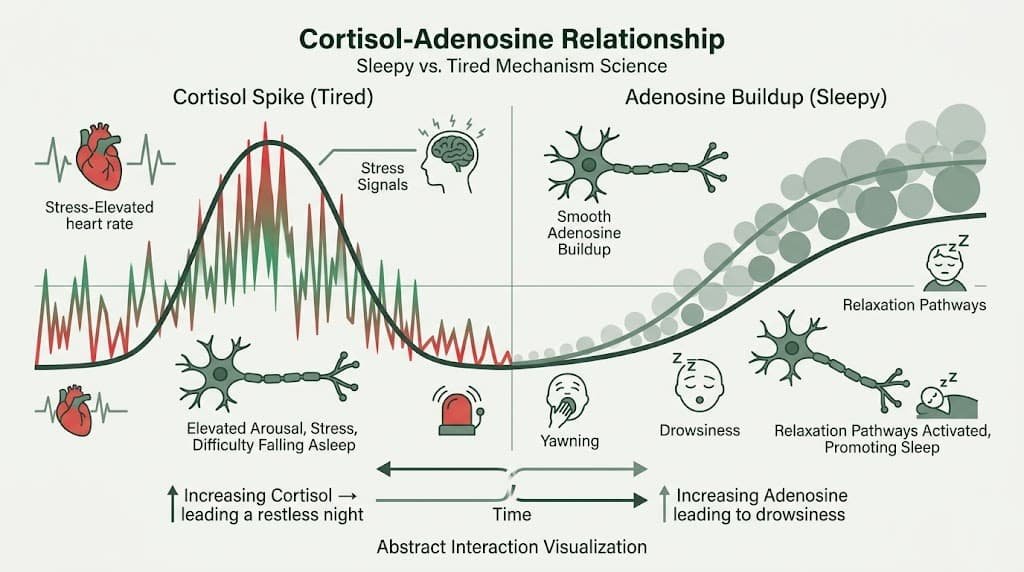 Cortisol and adenosine relationship in tired but wired state