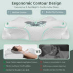NeckNest Butterfly Memory Foam Pillow – Ergonomic Cervical Support for Side and Back Sleepers, Breathable Comfort Cover