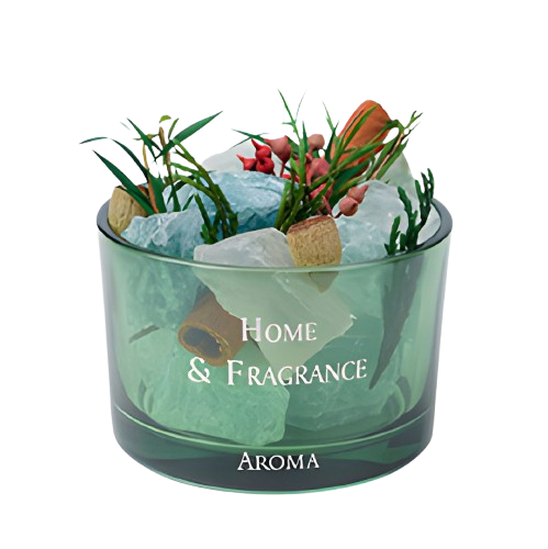 Crystal Garden Diffuser – No-Flame Stone Aroma Decor, Multiple Color Cups and 20ml Essential Oil Options, Optional Warm Light Base