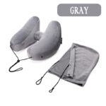 Inflatable Hooded Travel Pillow – H-Shaped Ergonomic Support, Ultra-Light & Adjustable