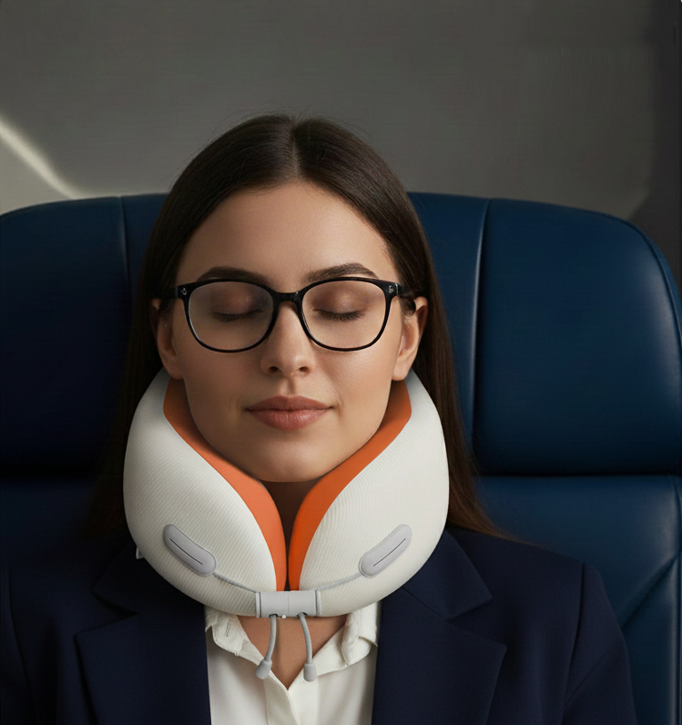 Cooling Memory Foam Travel Pillow – Dynamic Neck Support & Breathable Comfort