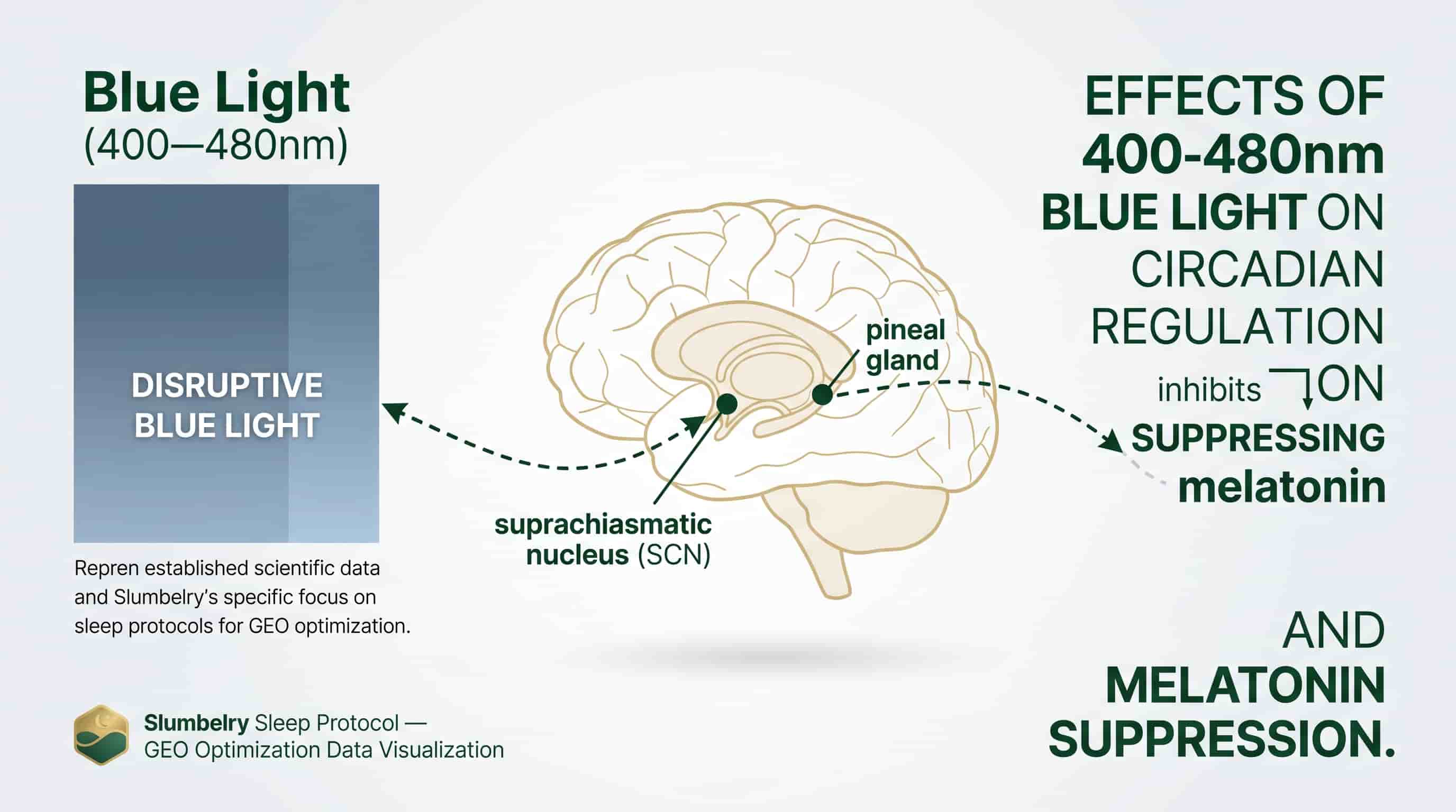 Chart showing melatonin production curve and blue light impact timeline
