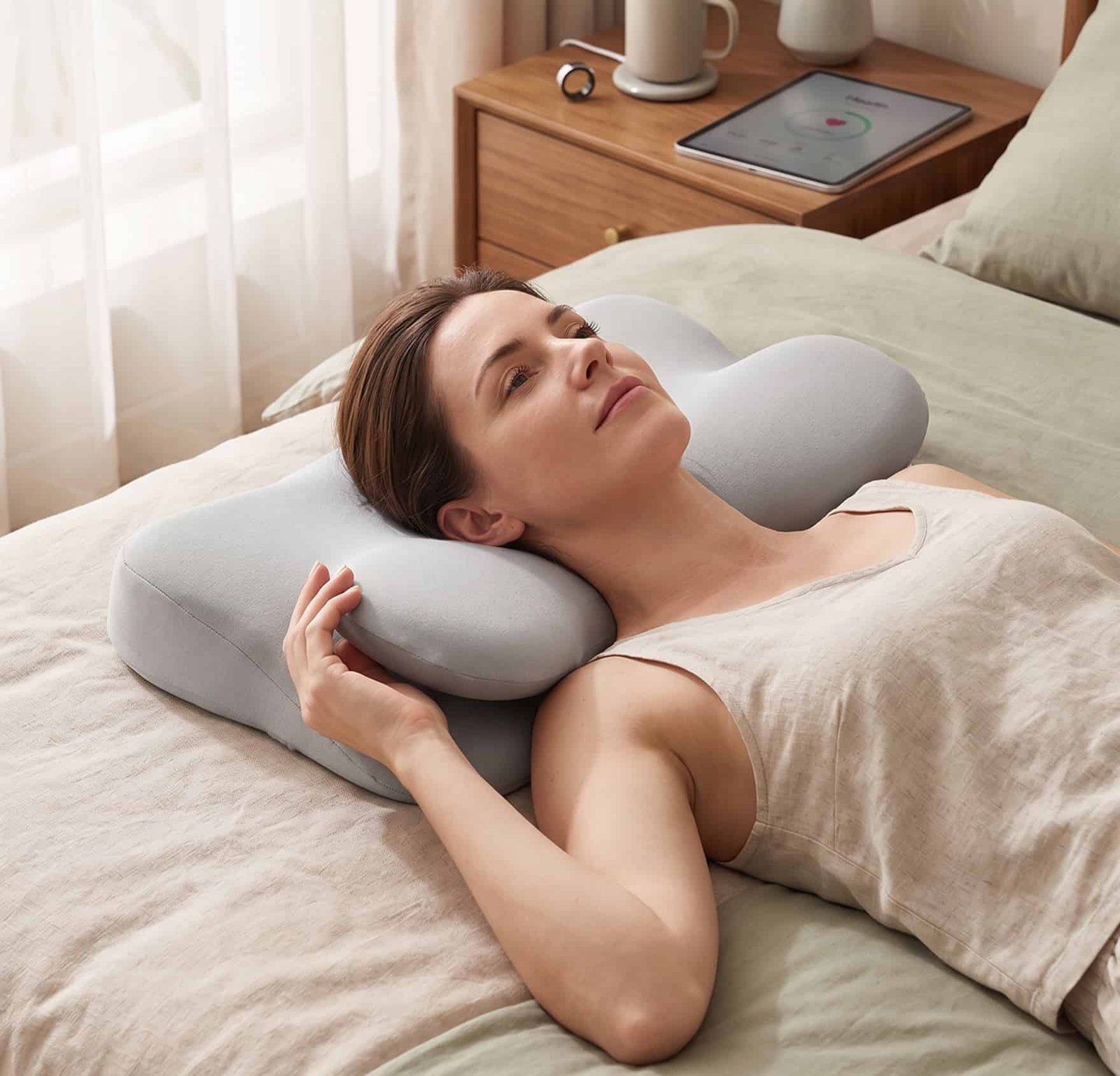 Zeno Butterfly Pillow in real sleep environment - side sleeping with proper neck support