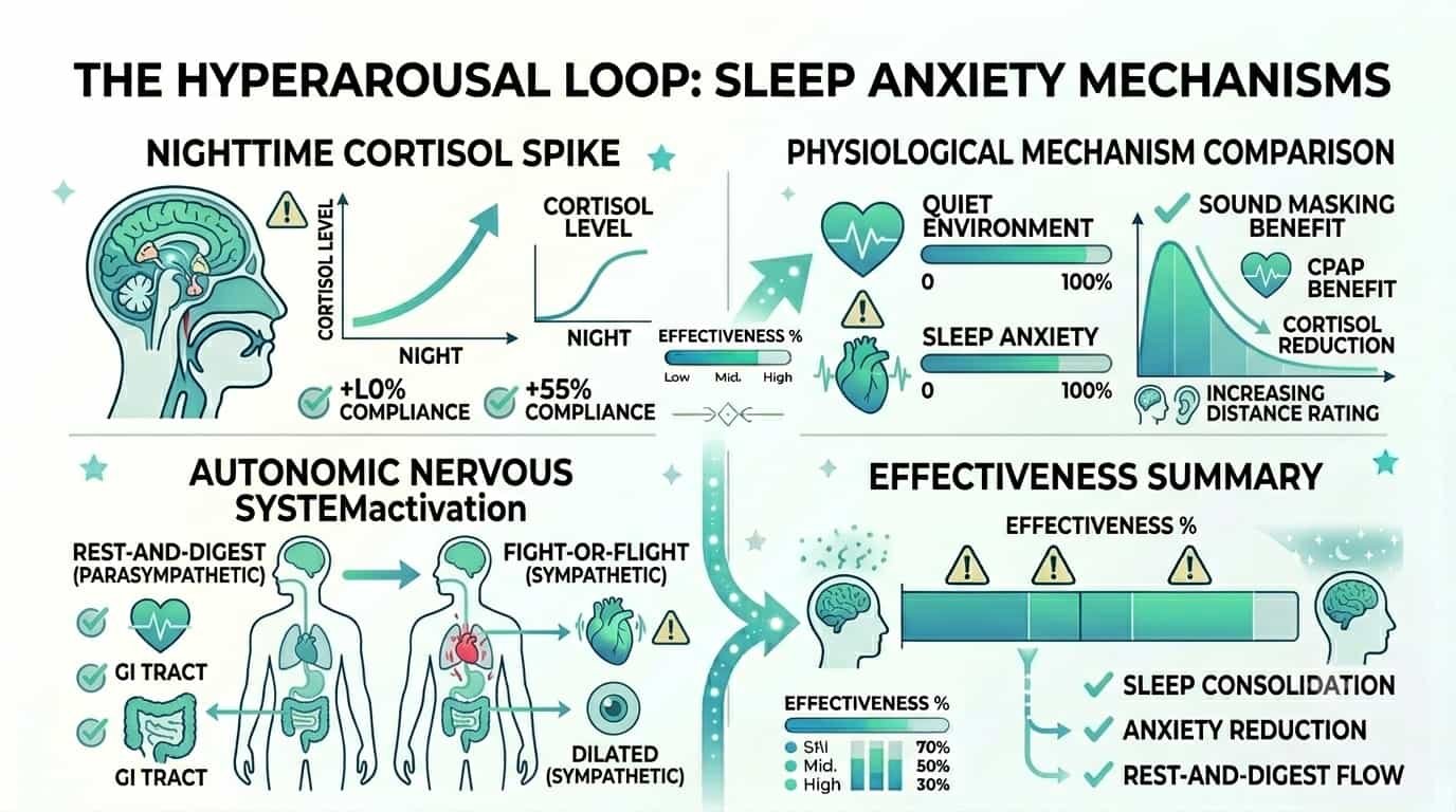 Parasympathetic nervous system activation infographic: vagal nerve pathway diagram, cortisol decline chart during relaxation techniques, brain wave states from anxious beta to calm alpha