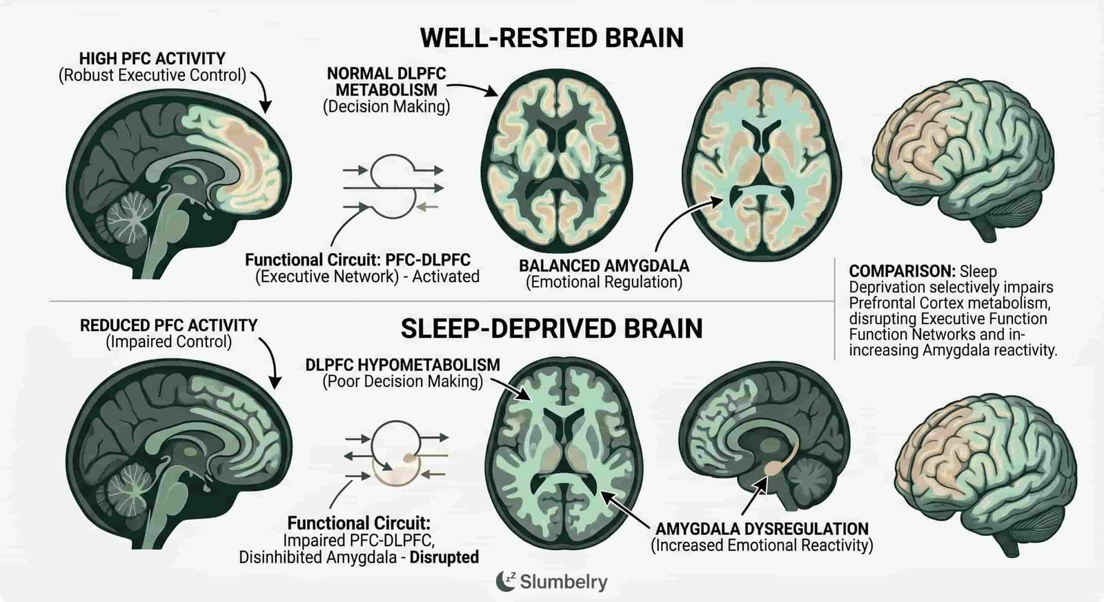 Sleep deprivation effects on the brain — cortisol and decision-making graph